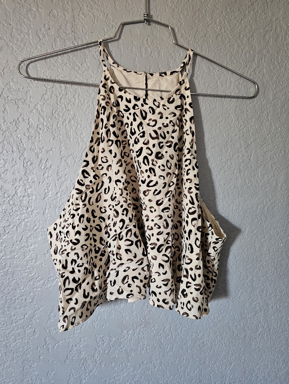 11 Honore Cream and Black Leopard Halter Camisole